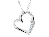 Sterling Silver Lab-Created White Topaz Heart Pendant Necklace with Chain
